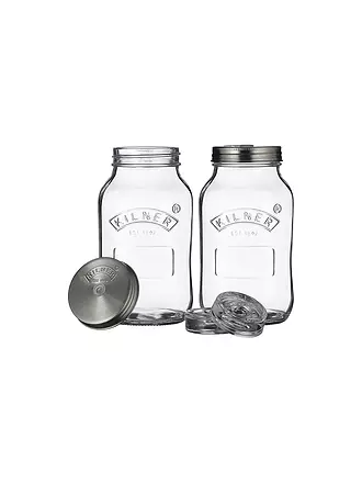 KILNER | Fermentierset Set mit 2 Gläsern 1l Glas/Edelstahl | 